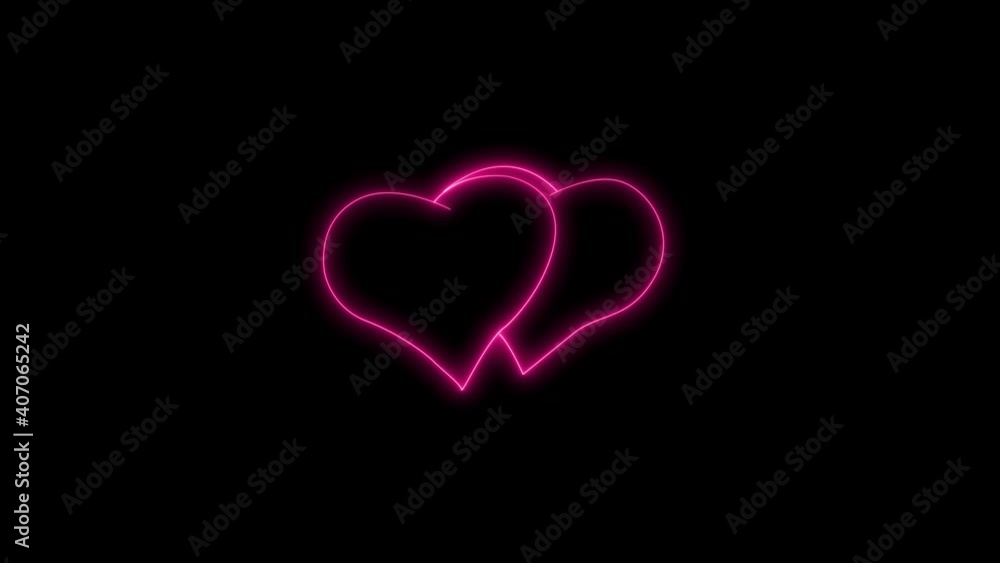Valentine's Day. Animation. Animated neon hearts on a black background. Neon heart. Increase in size. Endless. The 14th of February. Romance Valentine's Day. Animation. Animated neon hearts on a black background. Neon heart. Increase in size. Endless. The 14th of February. Romance