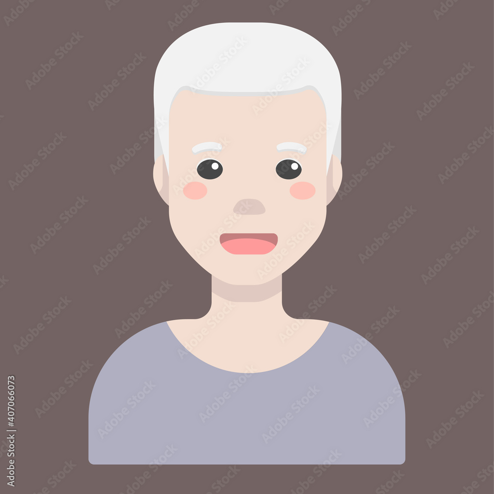 Flat cartoon vector illustration, that displays people pigmentation features. The man avatar with albinism. 16 November - the International Day of Tolerance Flat cartoon vector illustration, that displays people pigmentation features. The man avatar with albinism. 16 November - the International Day of Tolerance