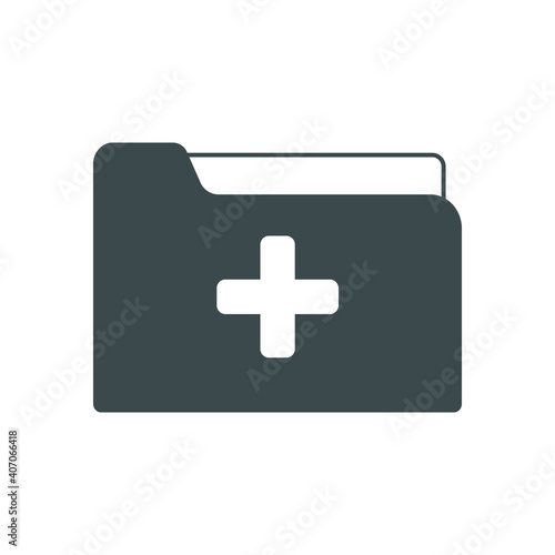 medical cross in folder documents line style vector illustration design