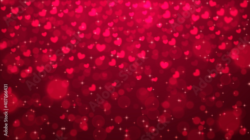 Valentines day background. Falling soft red hearts. Vector illustration