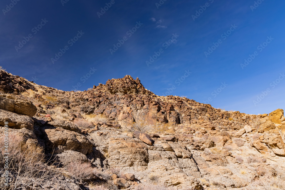 Sunny view of the beautiful landscape around Petroglyph Canyon Trail
