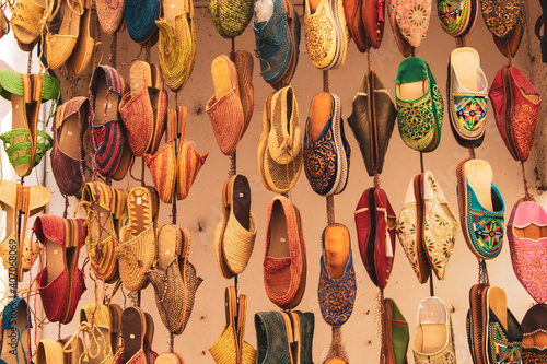 shoes in the market in Essaouira, Morocco