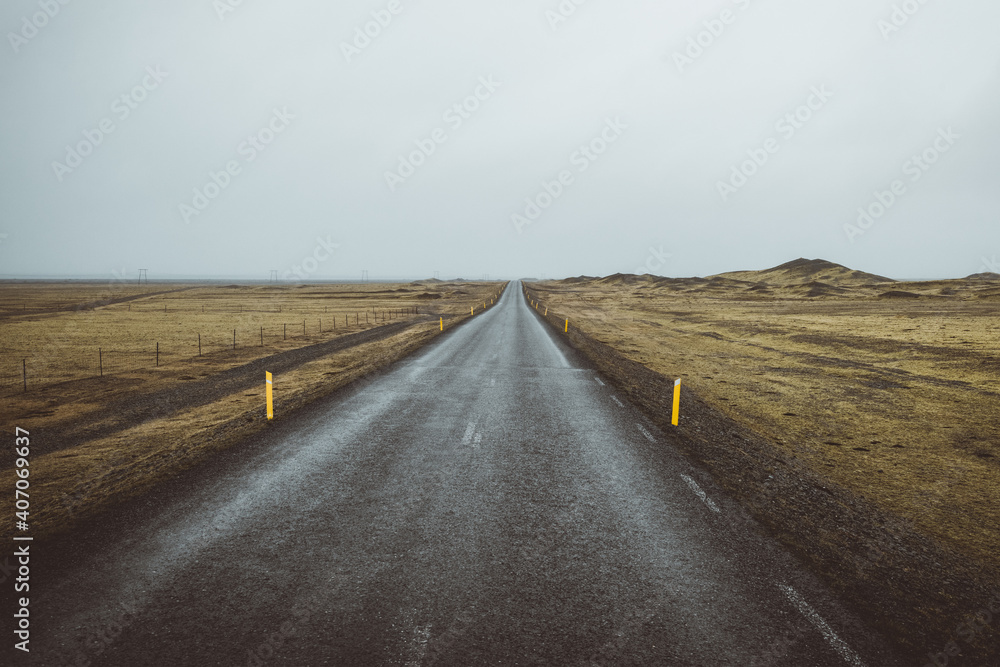 Icelandic famous road N1 in empty lands Icelandic famous road N1 in empty lands