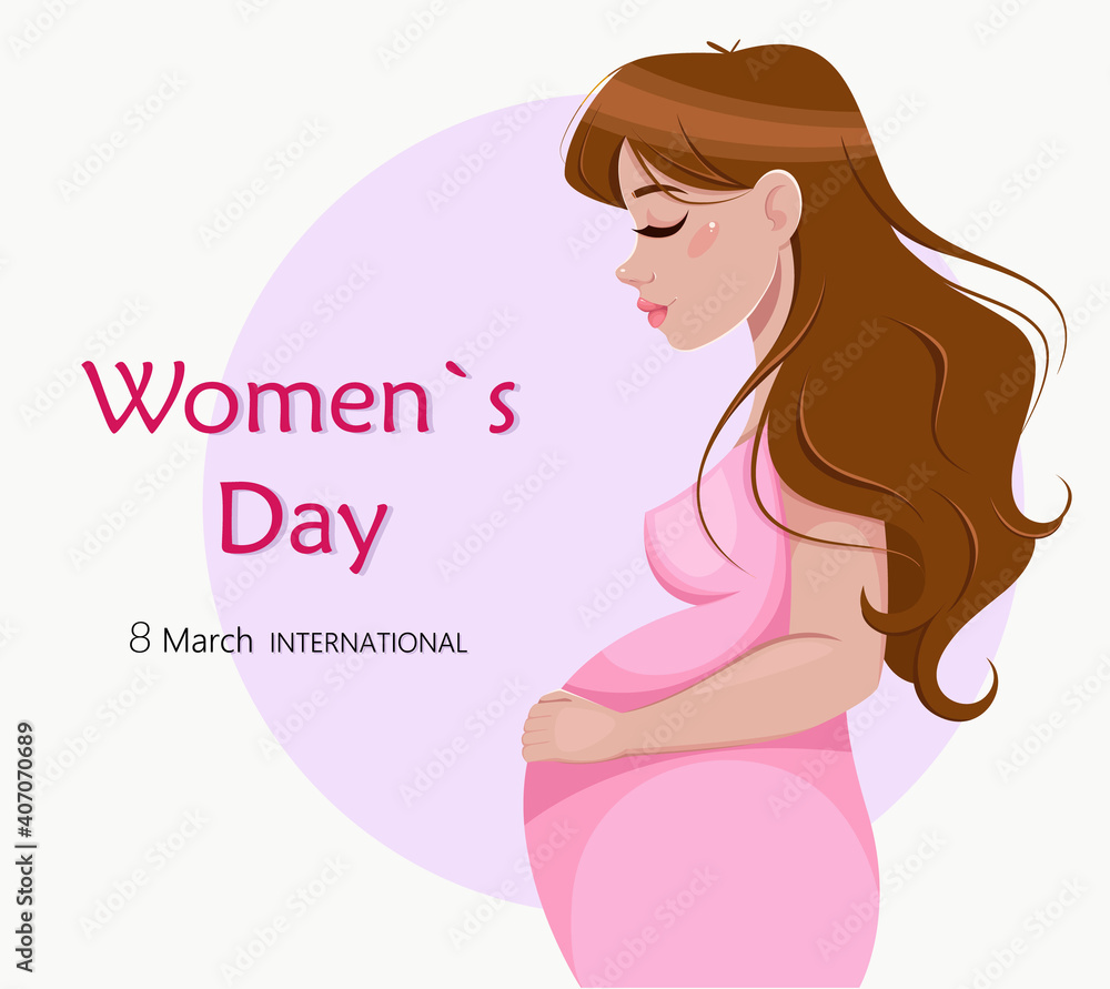 Women's day greeting card with pregnant woman Women's day greeting card with pregnant woman