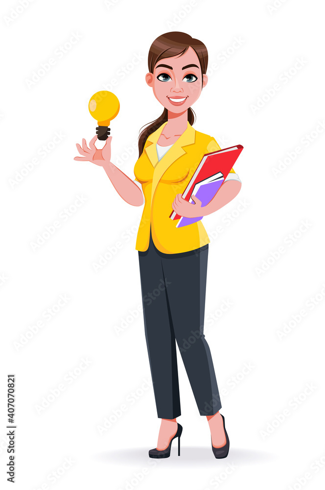 Young beautiful business woman cartoon character Young beautiful business woman cartoon character