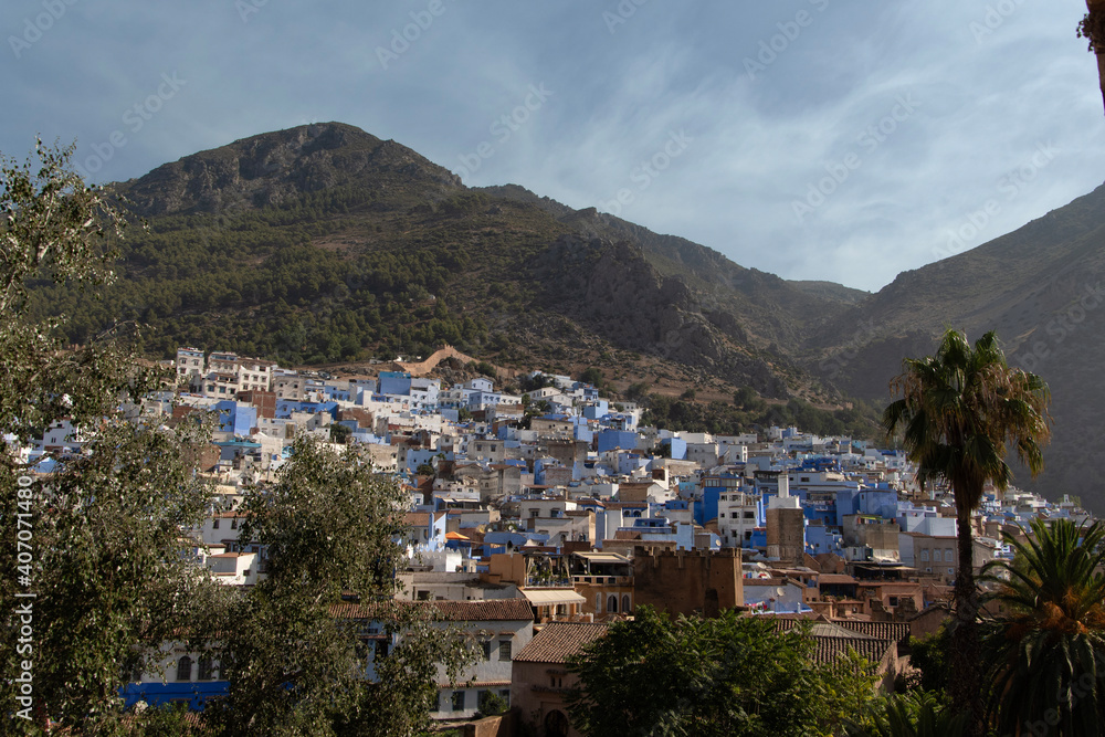 blue city Chefchaouen in the mountains in Morocco