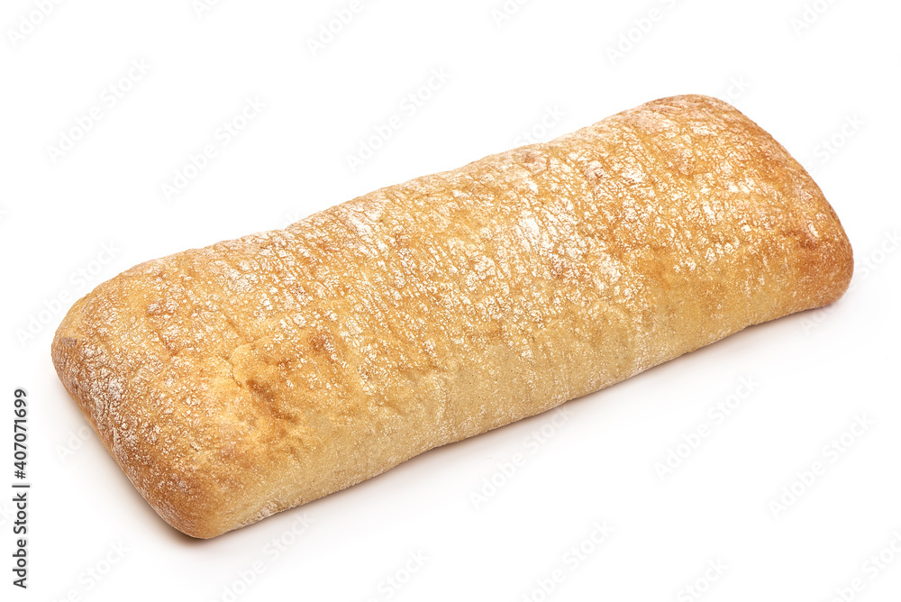 Ciabatta, Italian traditional bread, isolated on white background Ciabatta, Italian traditional bread, isolated on white background
