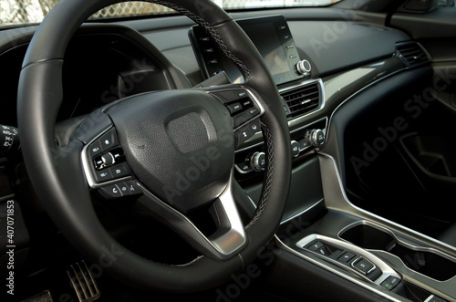 Modern Luxury Automobile Black Interior