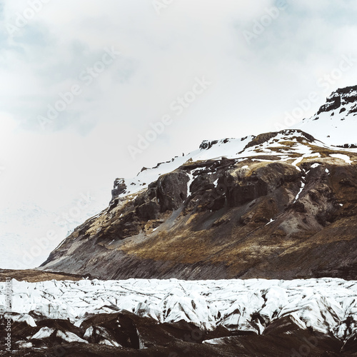 Mountain landscape with snow in Iceland
