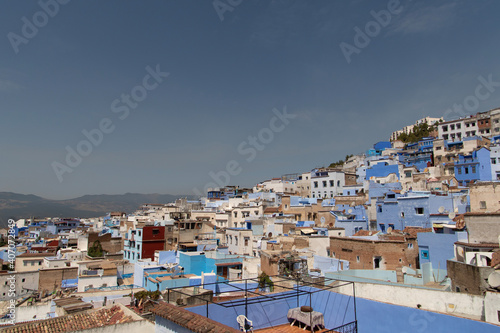 view over the blue city Chefchaouen in Morocco © Stephan