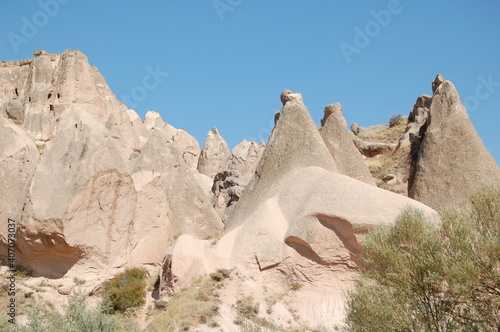 Panoramic view of Avcilar Valley, Cappadocia (Anatolia, Turkey). Fairy chimneys 