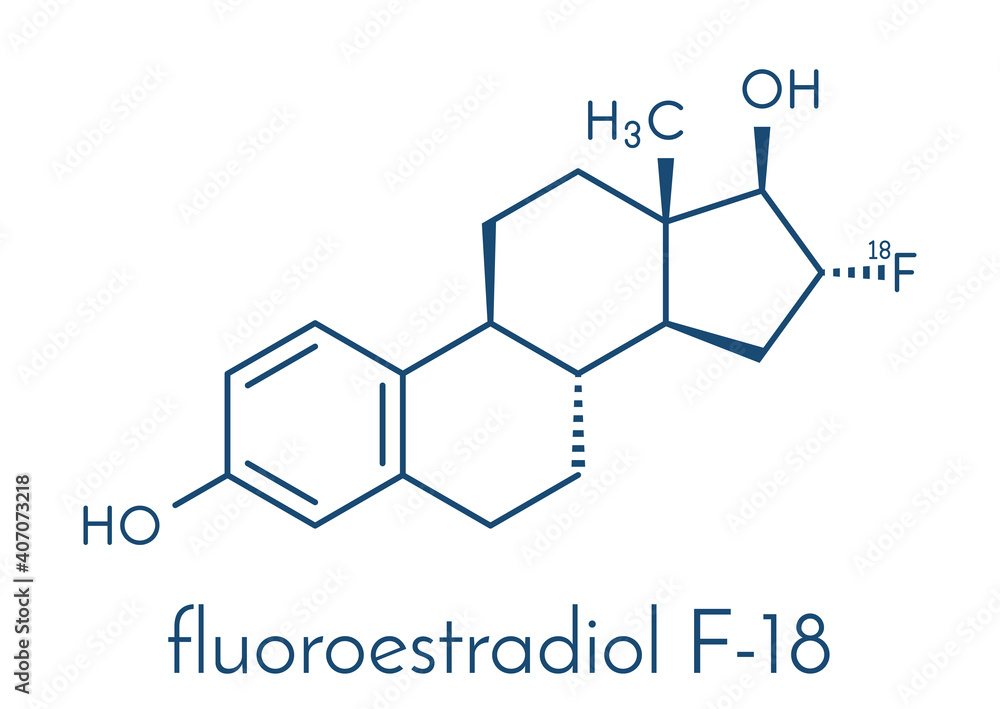 Fluoroestradiol F-18 diagnostic molecule. Skeletal formula.
