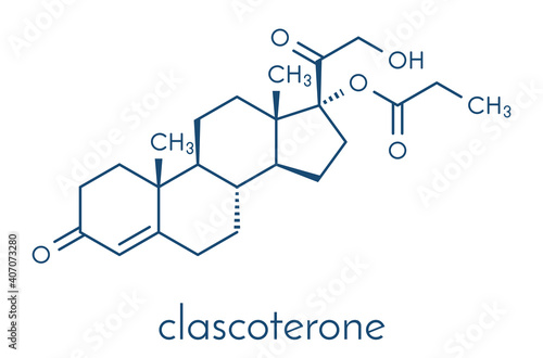 Clascoterone drug molecule. Skeletal formula.