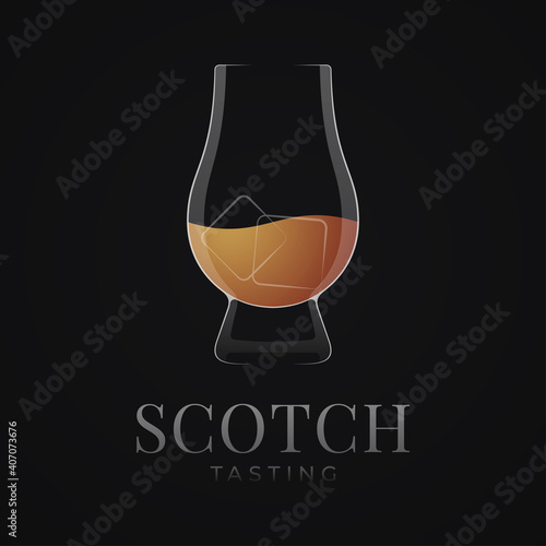 Scotch glass logo. Bourbon or whiskey tasting