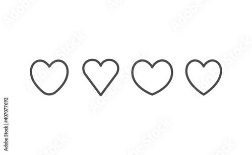 Heart vector icons collection. Linear hearts set. Valentine's day and love symbols.
