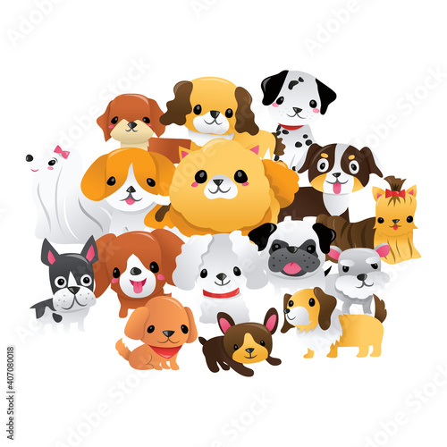 Super Cute Cartoon Puppies Group © totallyjamie