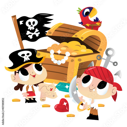 Super Cute Pirate Kids Treasure Chest