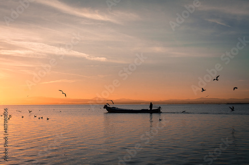Sunset in the Albufera of Valencia, Spain