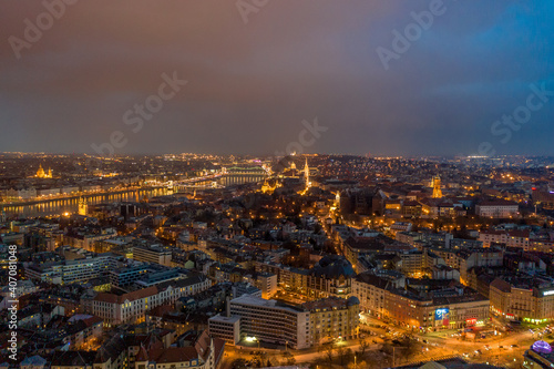 Hungary - Budapest at night from drone view © SAndor