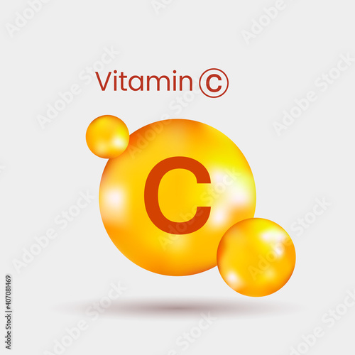 realistic volumetric dragee of vitamin C with shadow.