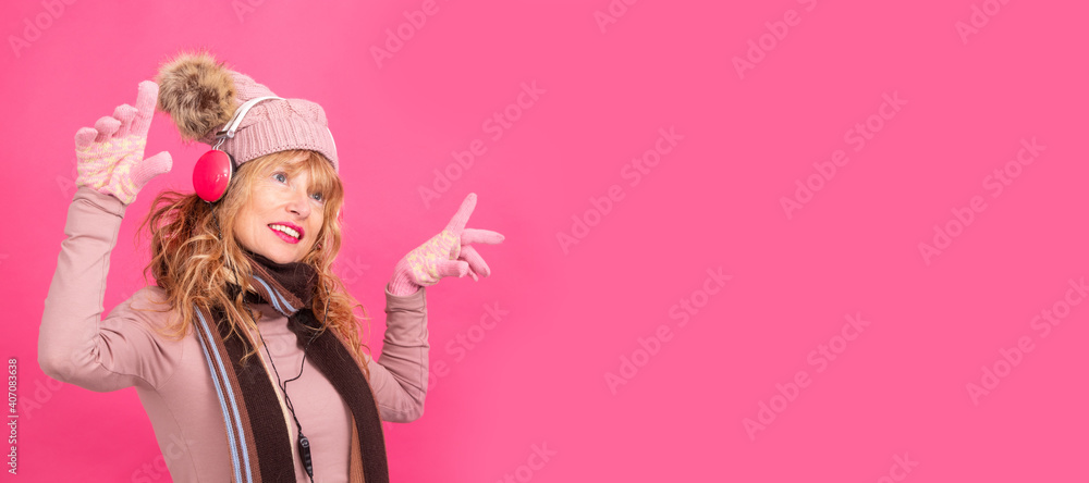 adult woman with headphones dancing on isolated adult woman with headphones dancing on isolated