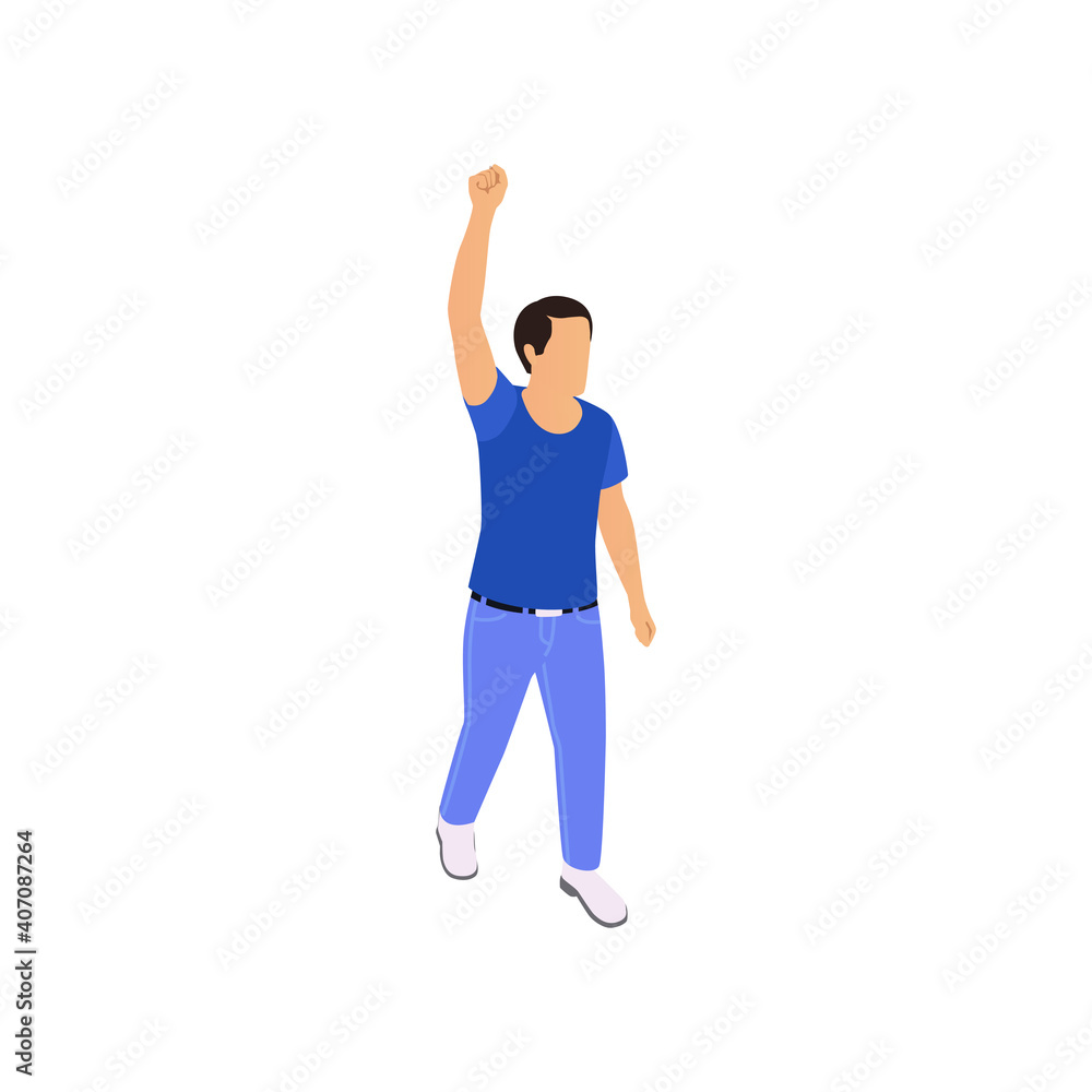Isometric Public Protest Icon Isometric Public Protest Icon