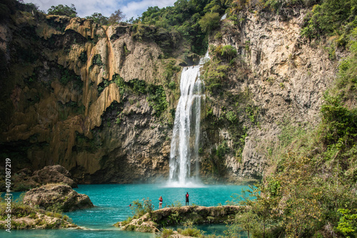 The beautiful El Salto del Meco waterfall, Huasteca Potosina, San Luis Potosi, Mexico