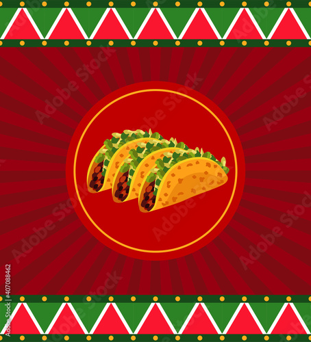mexican food restaurant poster with delicious tacos