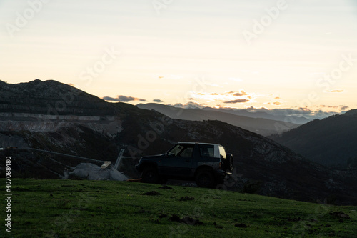 Off road car in the mountains