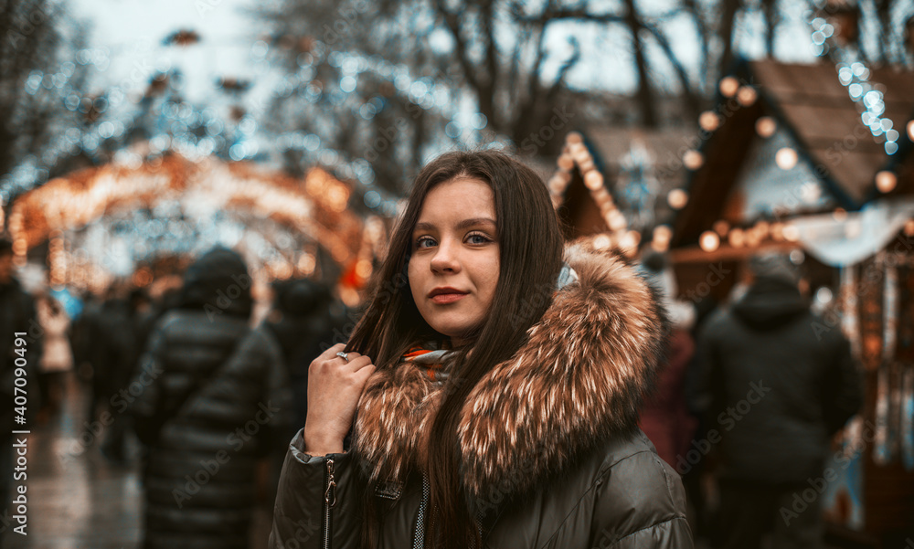 New Year's portrait of a girl celebrating the winter holidays. holiday mood. Christmas mood and rest New Year's portrait of a girl celebrating the winter holidays. holiday mood. Christmas mood and rest