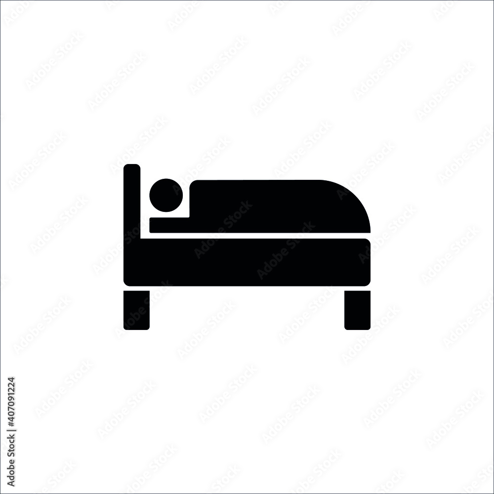 Bed Icon vector. Simple flat symbol. Perfect Black pictogram illustration on white background. Bed Icon vector. Simple flat symbol. Perfect Black pictogram illustration on white background.