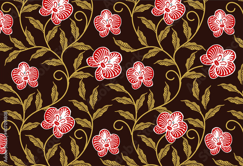 Indonesian batik motifs with very distinctive plant patterns