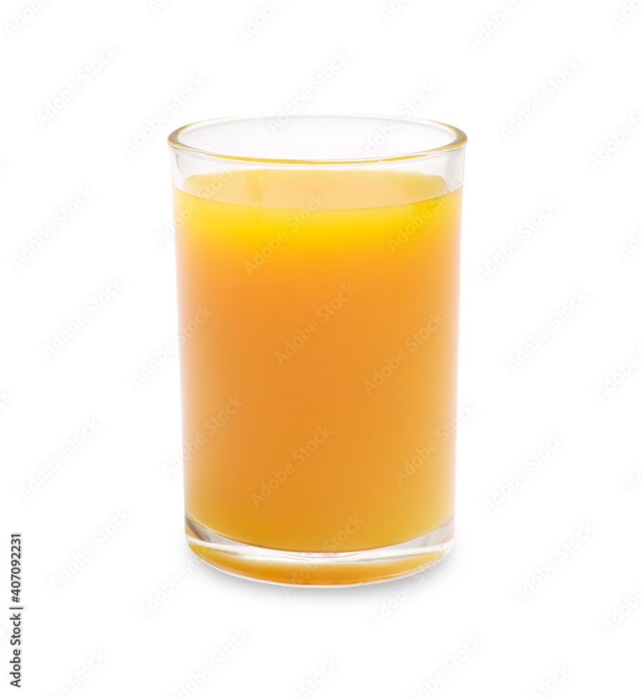 Closeup glass of fresh orange juice isolated on white background with clipping path Closeup glass of fresh orange juice isolated on white background with clipping path