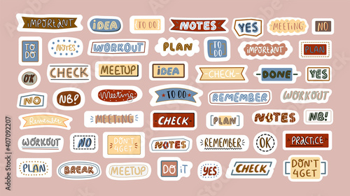 Big set of daily words in stickers.