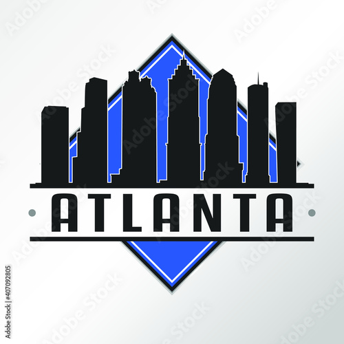Atlanta Georgia Skyline Logo. Adventure Landscape Design. Vector Illustration Cut File.
