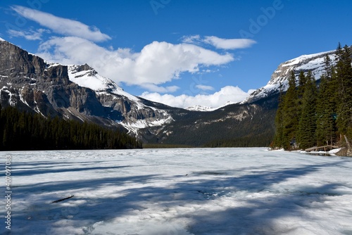 spring melt on emerald lake in the Canadian rockies