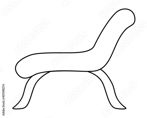 Daybed or chaise longue on high legs - vector linear illustration for coloring. Outline. Lounge furniture - chaise lounge or large armchair for coloring