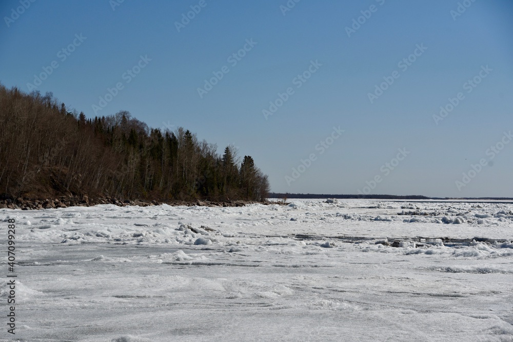 spring ice break up on lake Winnipeg 