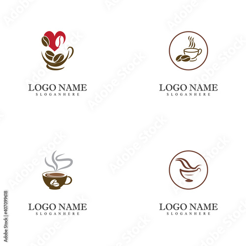 Fototapeta Naklejka Na Ścianę i Meble -  Set Coffee cup Logo Template vector icon design