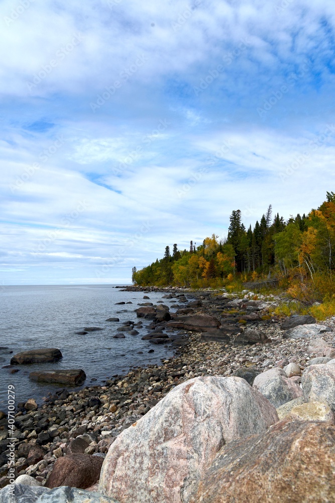 east shore of lake Winnipeg on a summer day east shore of lake Winnipeg on a summer day