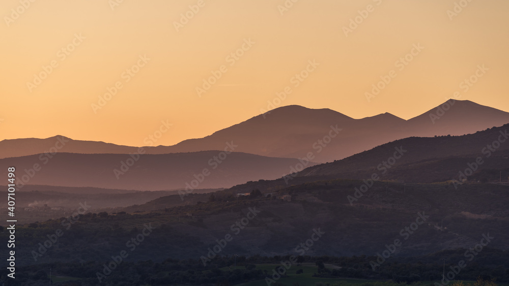 Pyrenees Mountains at Sunset