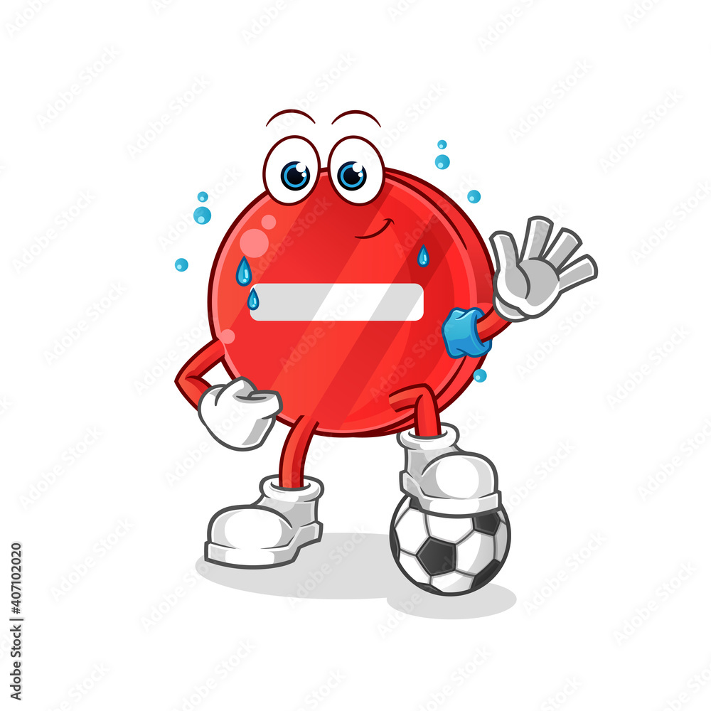 stop sign playing soccer illustration. character vector