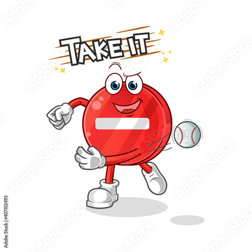 stop sign throwing baseball vector. cartoon character