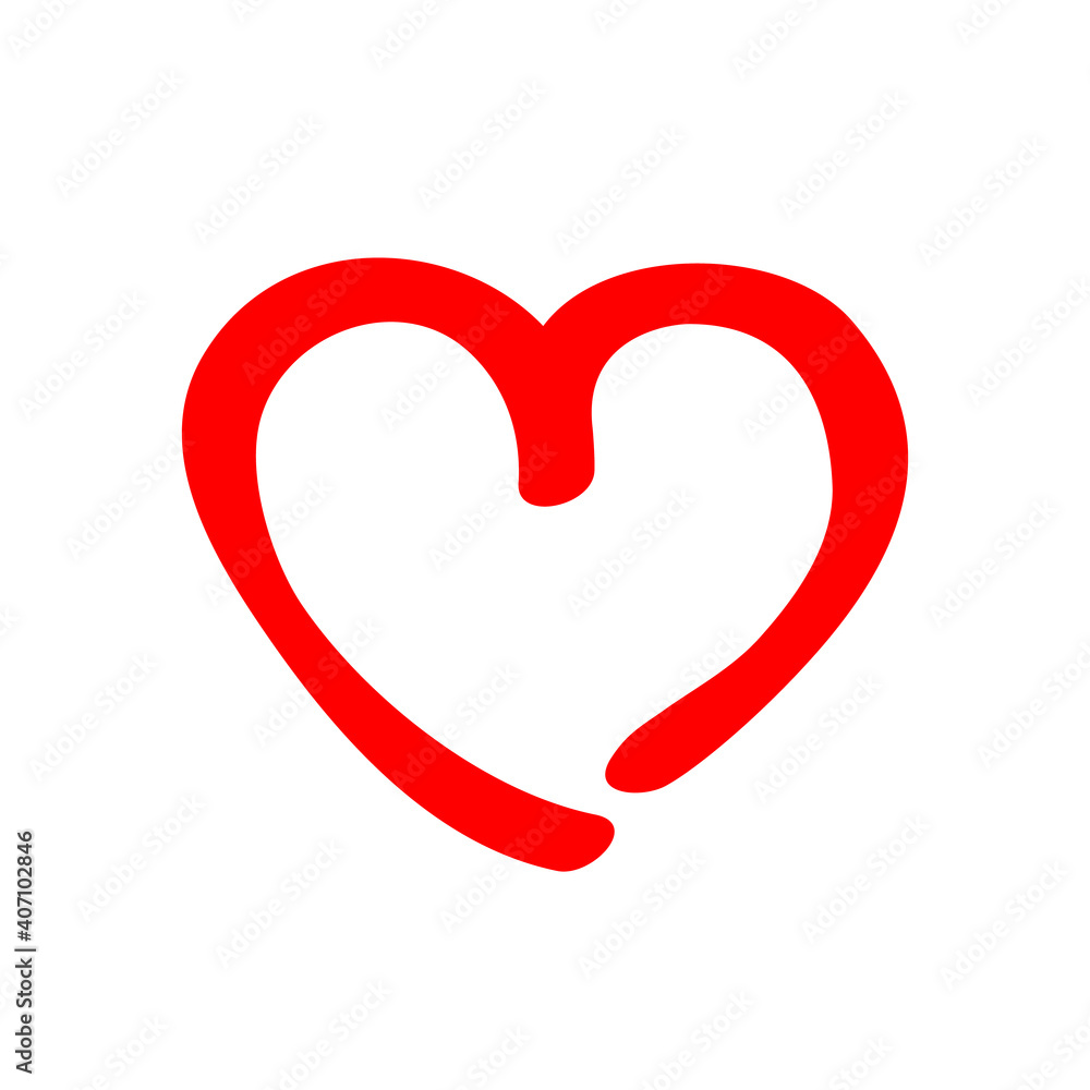 Felt tip pen curl red heart. Love shaped curly symbol handmade. Valentines day imitation concept. Vector illustration Felt tip pen curl red heart. Love shaped curly symbol handmade. Valentines day imitation concept. Vector illustration