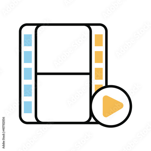 tape record with play button line and fill style icon
