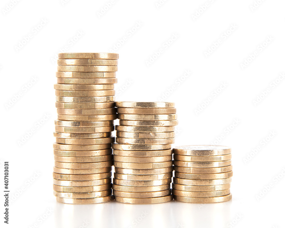 A row of decreasing euro coins A row of decreasing euro coins