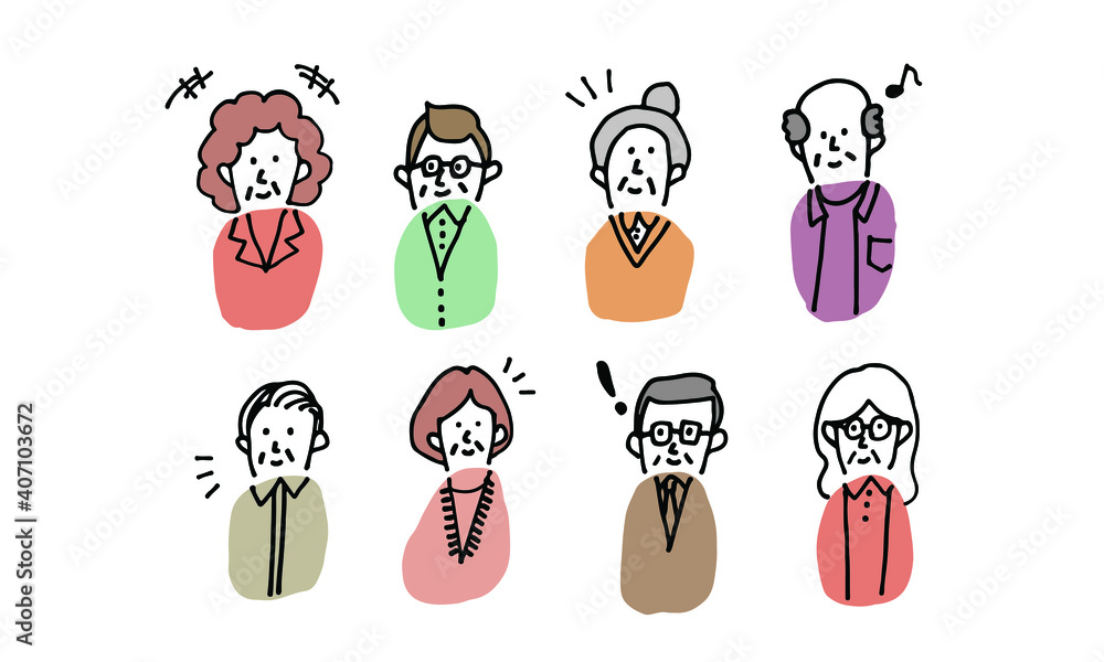 生き生きとしたシニア世代のイラスト Stock Vector Adobe Stock 生き生きとしたシニア世代のイラスト Stock Vector Adobe Stock