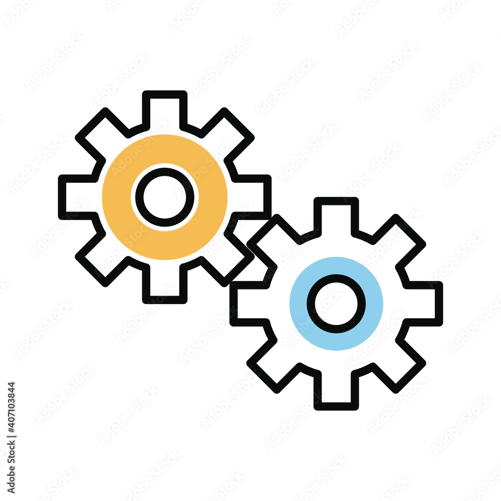 gears settings machine line and fill style icon gears settings machine line and fill style icon