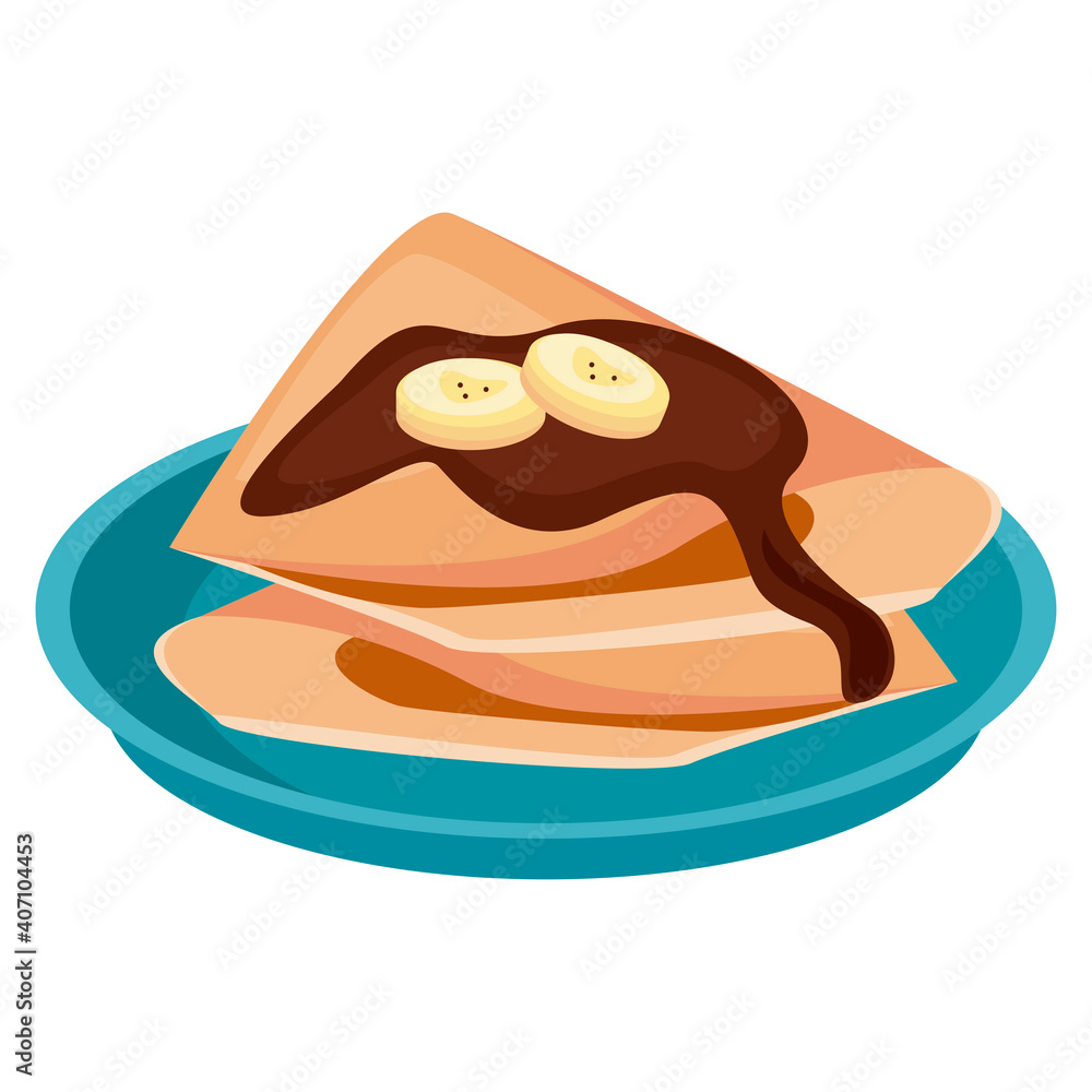 corn tortilla with bananas and chocolate cream corn tortilla with bananas and chocolate cream