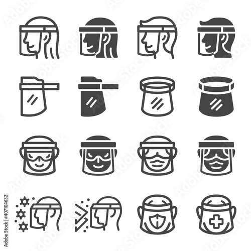 face shield icon set,vector and illustration
